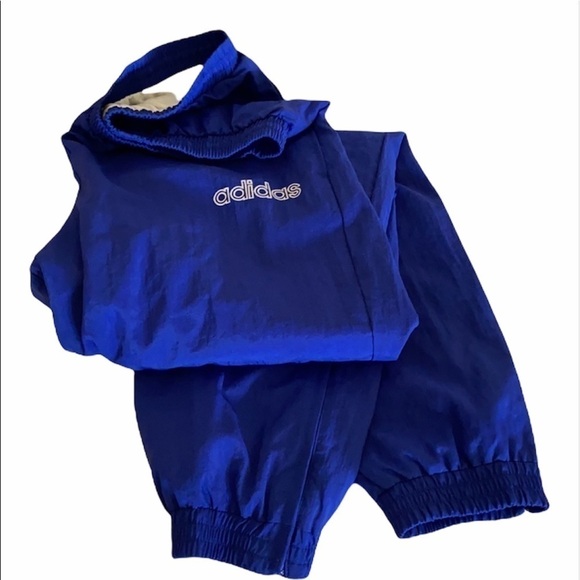 RARE VINTAGE ADIDAS Royal Blue Lined Windbreaker Joggers HARD TO FIND LIKE NEW - Picture 7 of 12